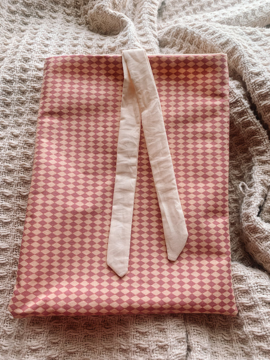 Pink Diamond Book Pouch with Small Ties