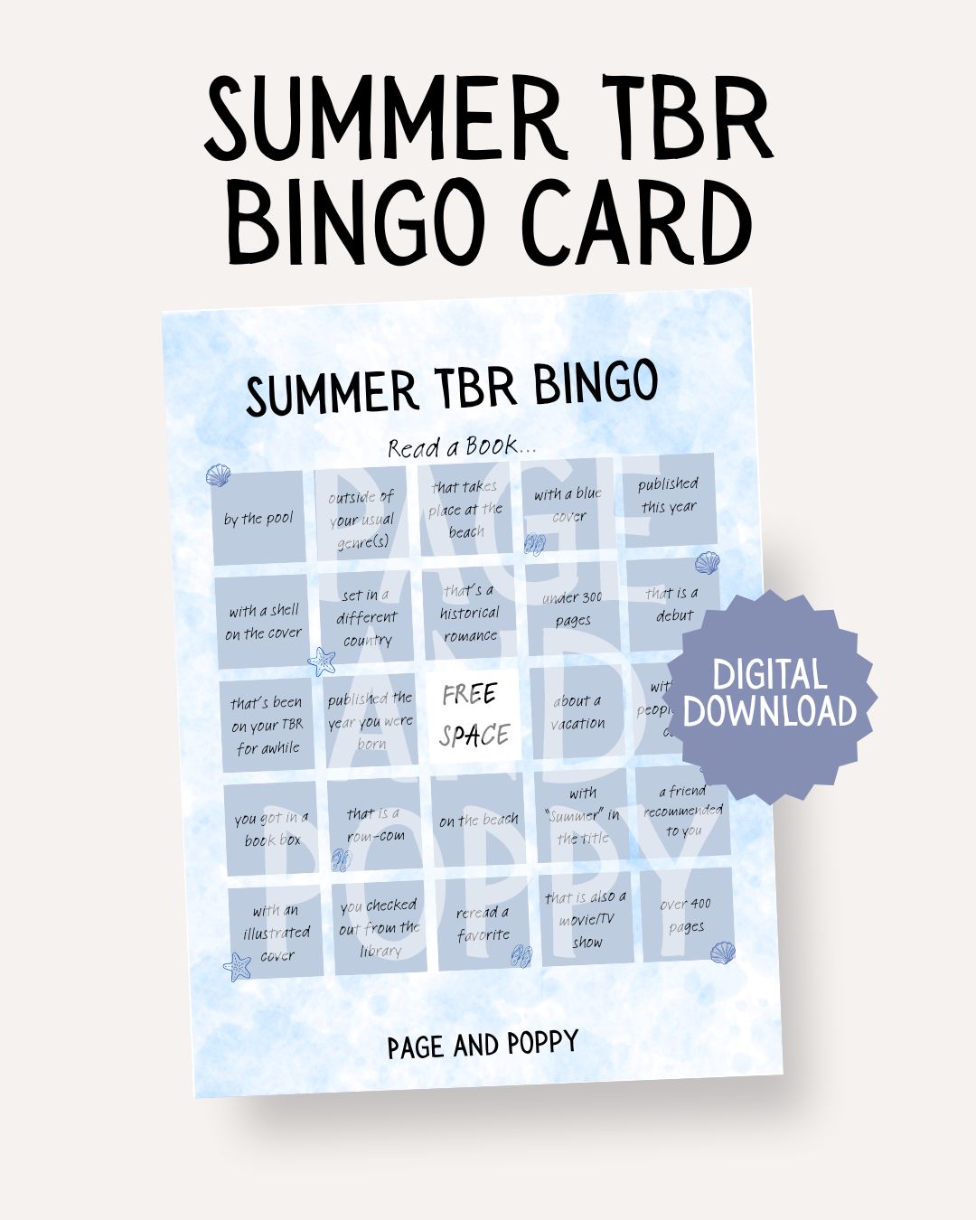 Summer TBR Bingo Card